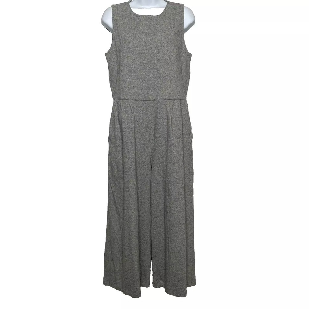 Eileen Fisher Moon Organic Cotton Jumpsuit Size S Speckled Gray Crop Wide Leg